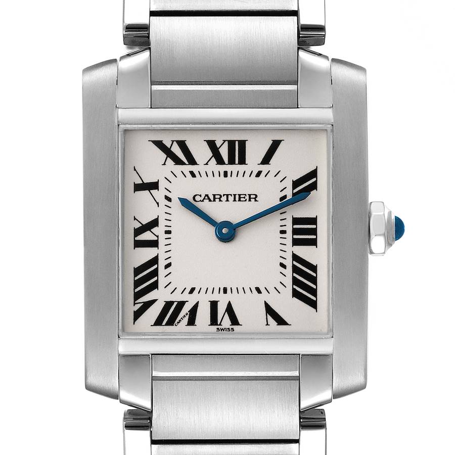 Cartier Tank Francaise Midsize Silver Dial Steel Ladies Watch W51003Q3 Box Paper SwissWatchExpo