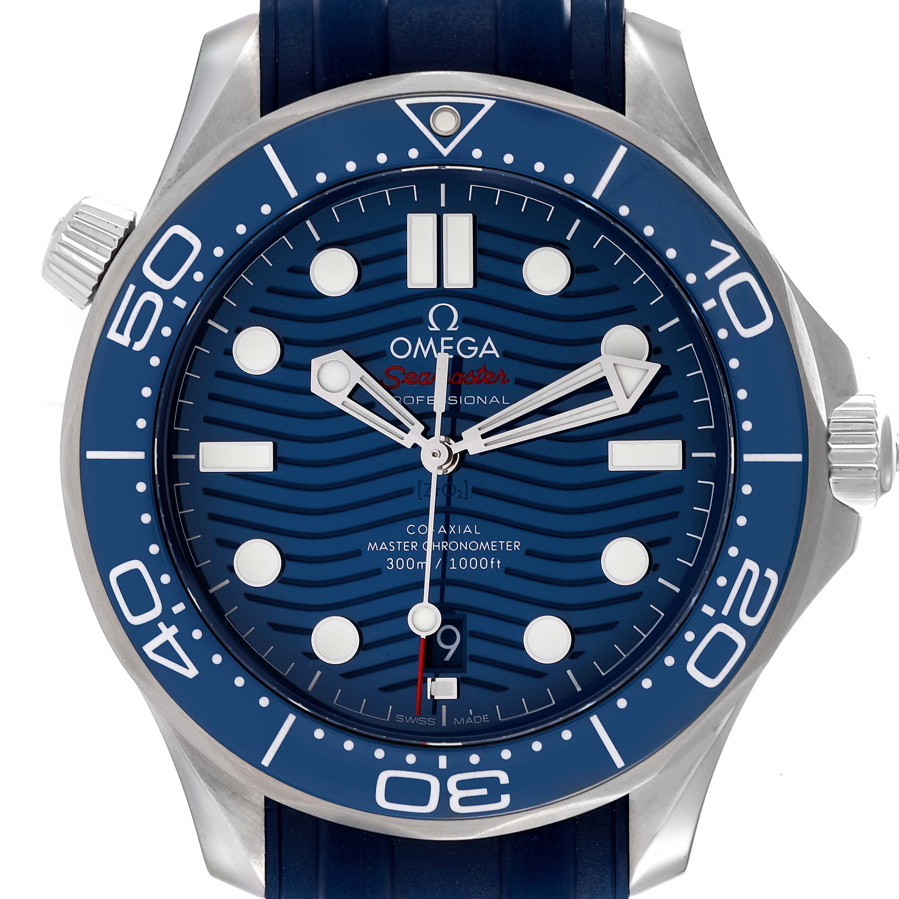 The image shows a front view of the Omega Seamaster 210.32.42.20.03.001 Men
s Stainless Steel Blue Dial 210.32.42.20.03.001 Men
s Stainless Steel Blue Dial watch, featuring the dial, hands, and bezel clearly.