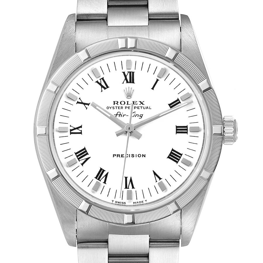Rolex Air King 34mm White Roman Dial Steel Mens Watch 14010 Box Papers SwissWatchExpo