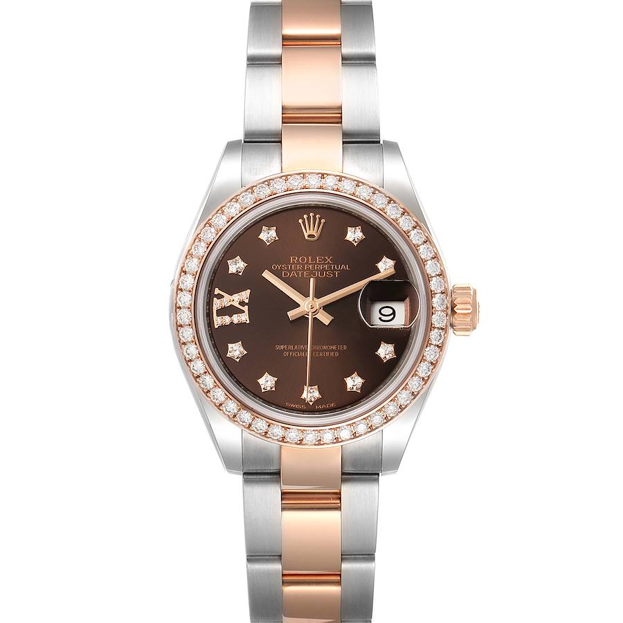 Rolex Datejust 28 Steel Rolesor Everose Gold Diamond Watch 279381 Unworn SwissWatchExpo