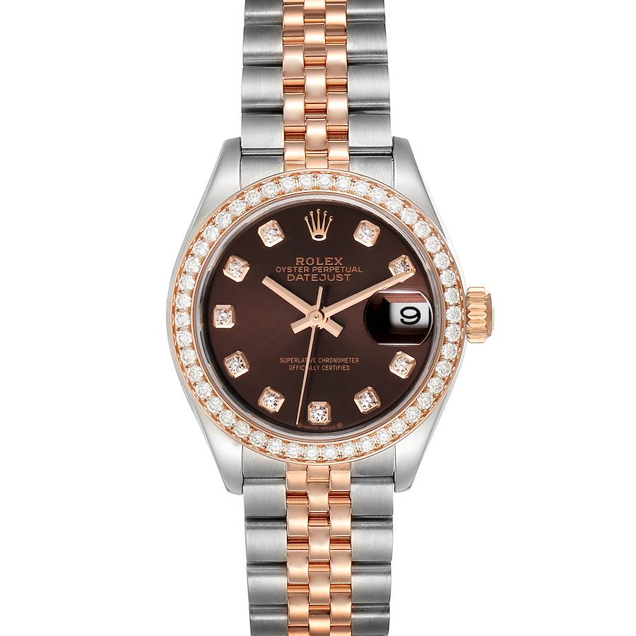 Rolex Datejust 28 Steel Rolesor Everose Gold Diamond Watch 279381 Unworn SwissWatchExpo
