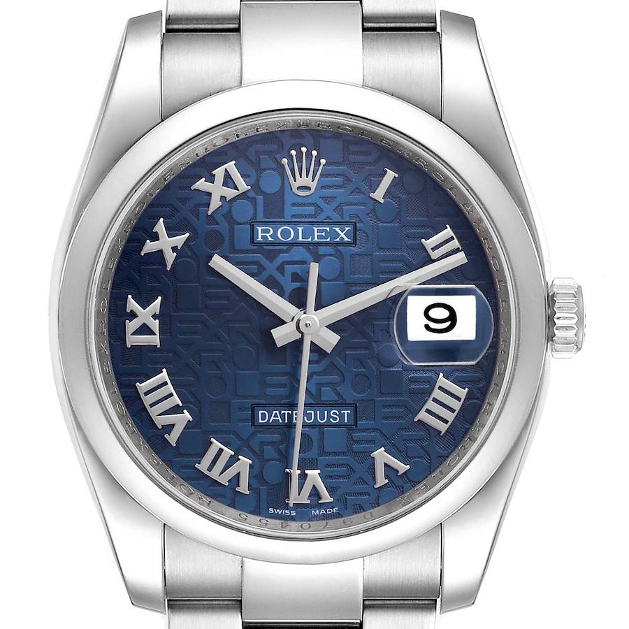 Rolex Datejust 36 Blue Anniversary Dial Steel Mens Watch 116200 Box Card SwissWatchExpo