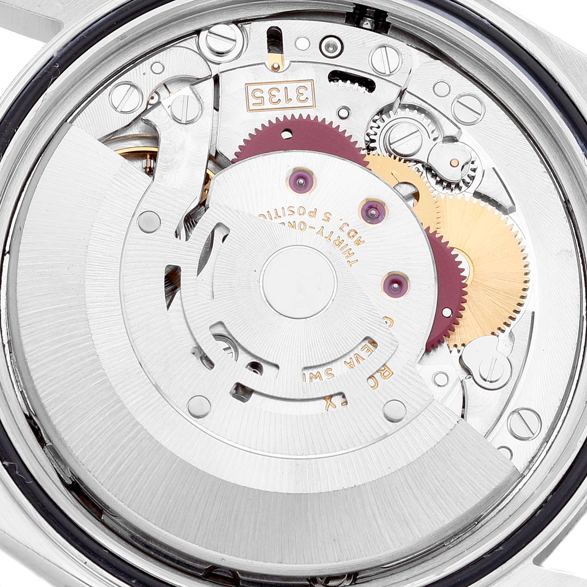 This image shows the internal mechanism and gears of a Rolex Datejust 16200 Men's Stainless Steel Silver Dial 16200 Men's Stainless Steel Silver Dial watch from a back view angle.