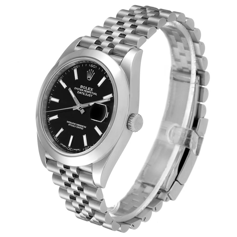 datejust 41 black dial smooth bezel