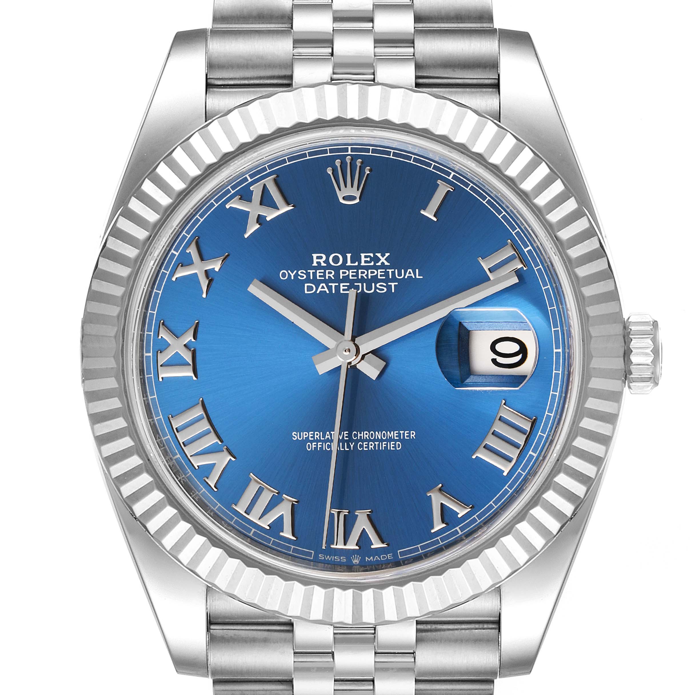 Rolex Datejust 41 Steel White Gold Blue Dial Mens Watch 126334 Unworn ...