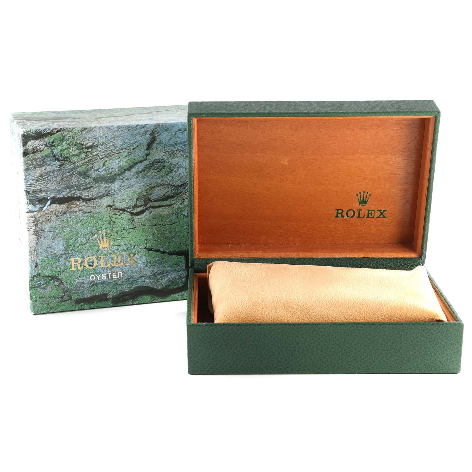 The image shows the protective box and packaging for a Rolex Mid-Size 68273 Women's Steel and Gold (two tone) Champagne Dial 68273 Women's Steel and Gold (two tone) Champagne Dial watch, with the lid open.