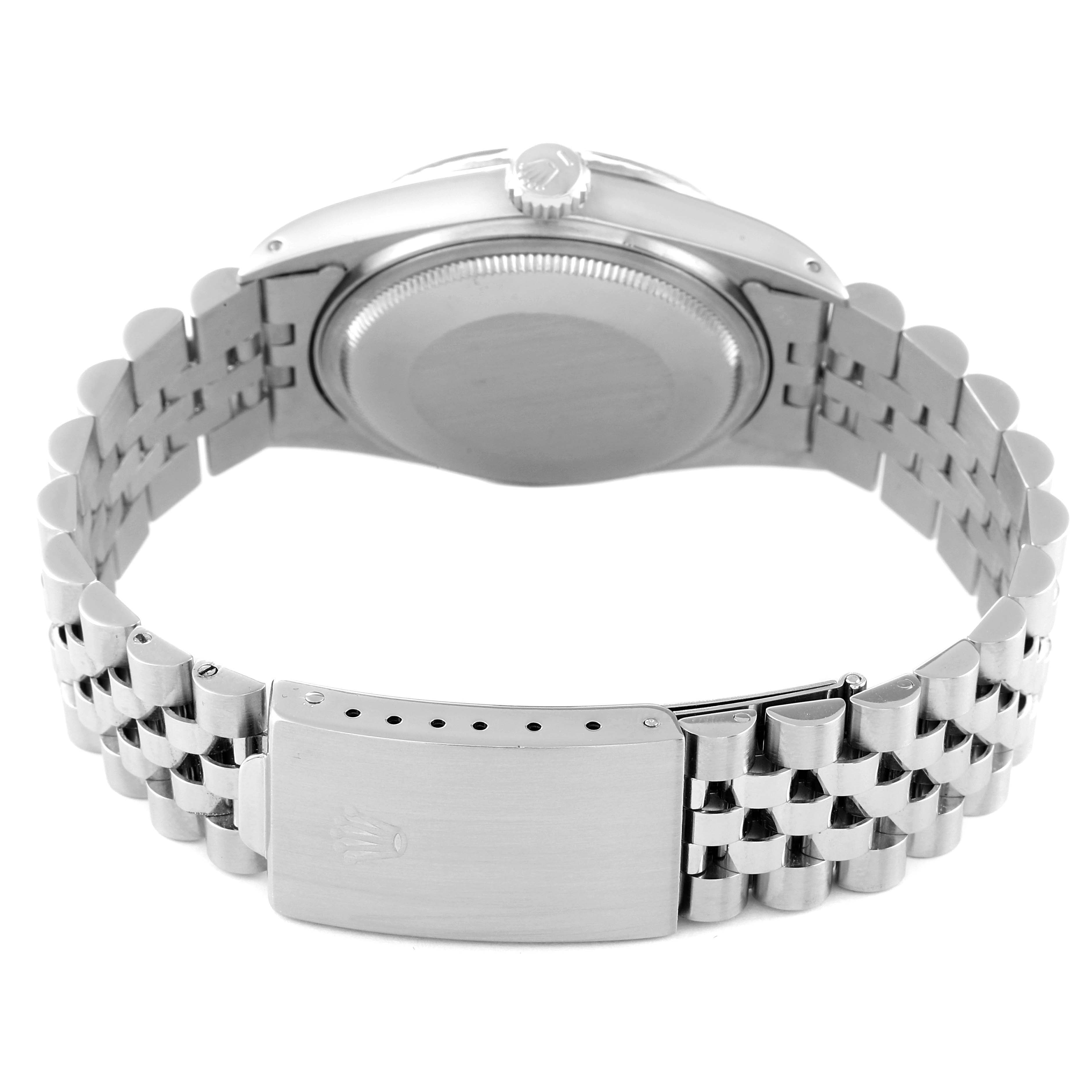 This image shows the back view of the Rolex Vintage Collection 16030 Men's Stainless Steel Silver Dial 16030 Men's Stainless Steel Silver Dial watch, highlighting the bracelet, clasp, and case back.