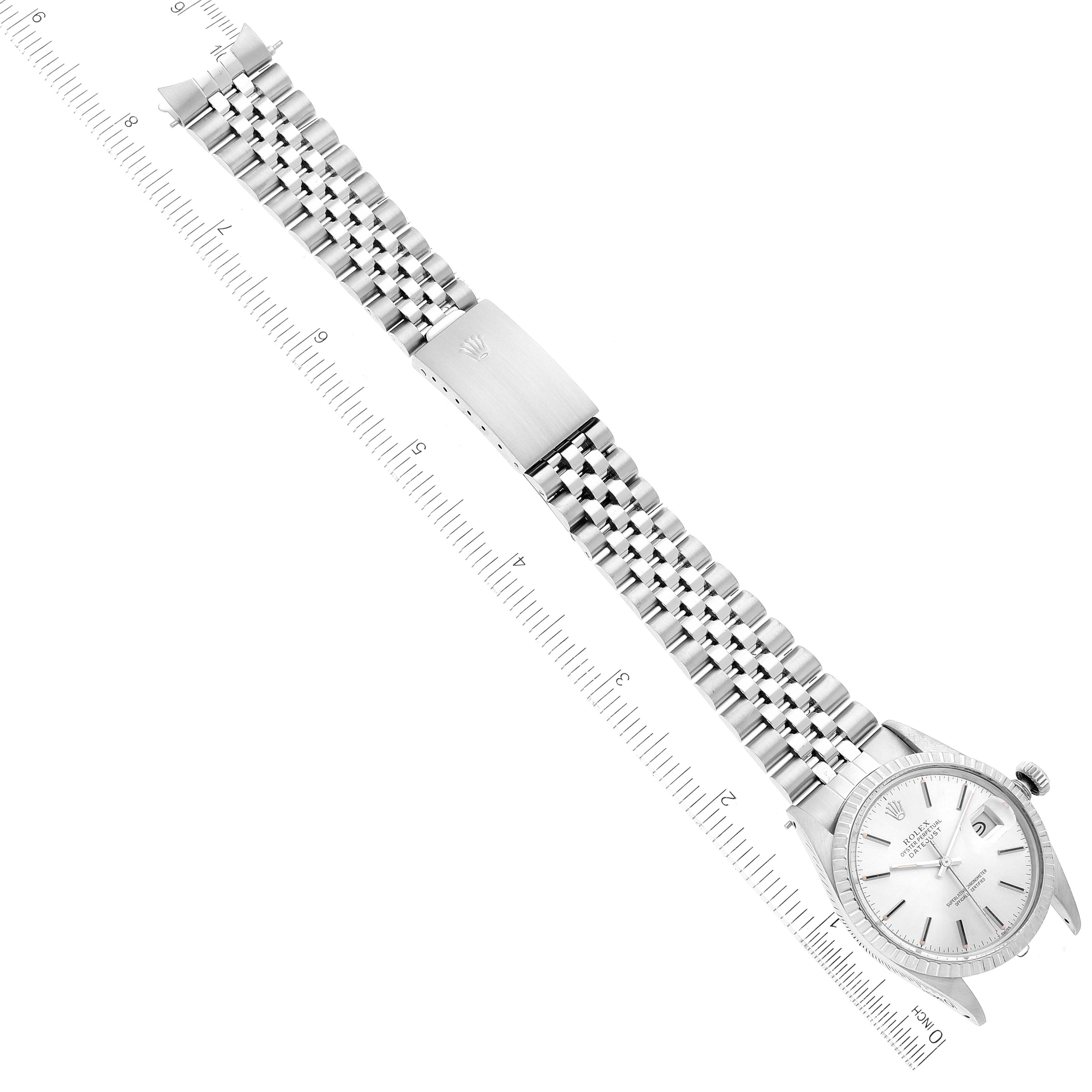 The Rolex Vintage Collection 16030 Men's Stainless Steel Silver Dial 16030 Men's Stainless Steel Silver Dial watch is shown from an overhead angle, displaying the face, bezel, crown, and full metal bracelet with a clasp.