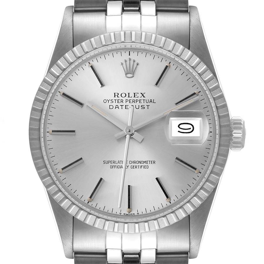 Rolex Datejust Silver Dial Vintage Steel Mens Watch 16030 SwissWatchExpo