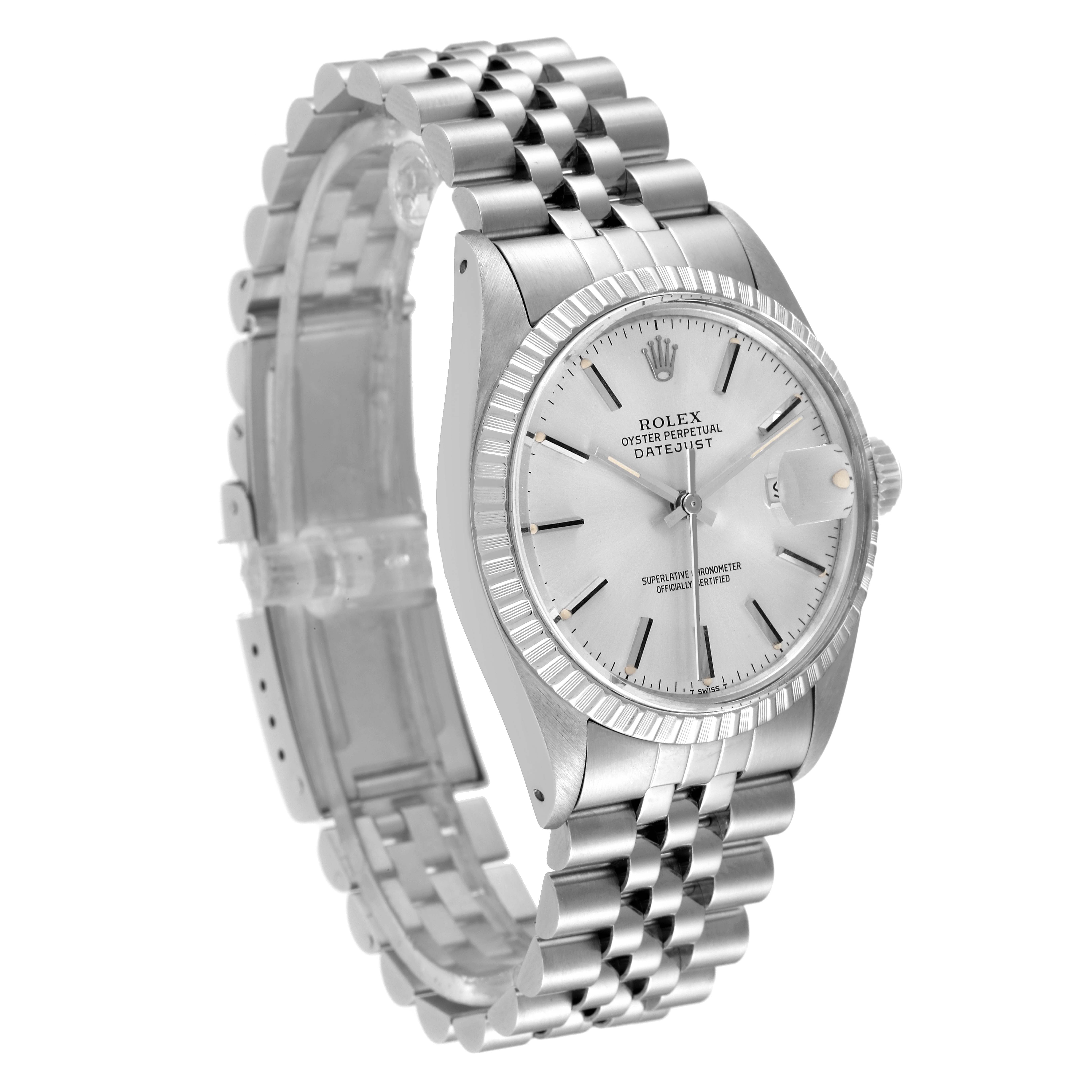 The Rolex Vintage Collection 16030 Men's Stainless Steel Silver Dial 16030 Men's Stainless Steel Silver Dial watch is shown at a three-quarter angle, highlighting the face, bezel, and bracelet.