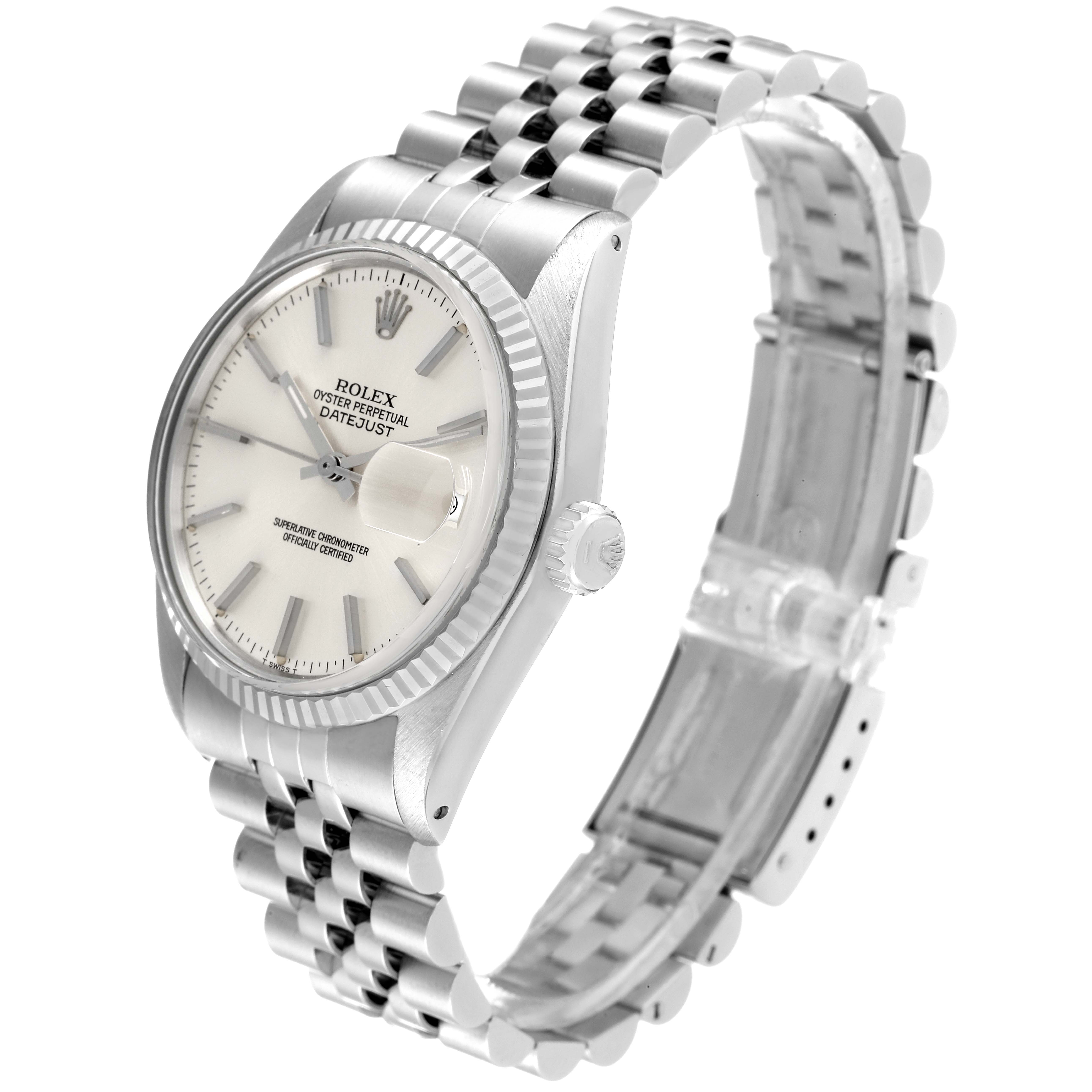 The watch shows a side angle featuring the face, crown, and bracelet of the Vintage Collection Rolex Datejust.