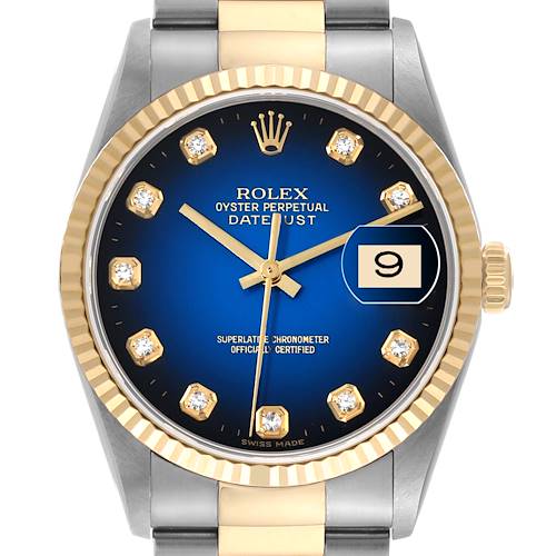 Photo of Rolex Datejust Steel Yellow Gold Vignette Diamond Dial Mens Watch 16233