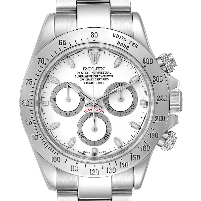 Rolex Daytona White Dial Chronograph Stainless Steel Mens Watch 116520 SwissWatchExpo