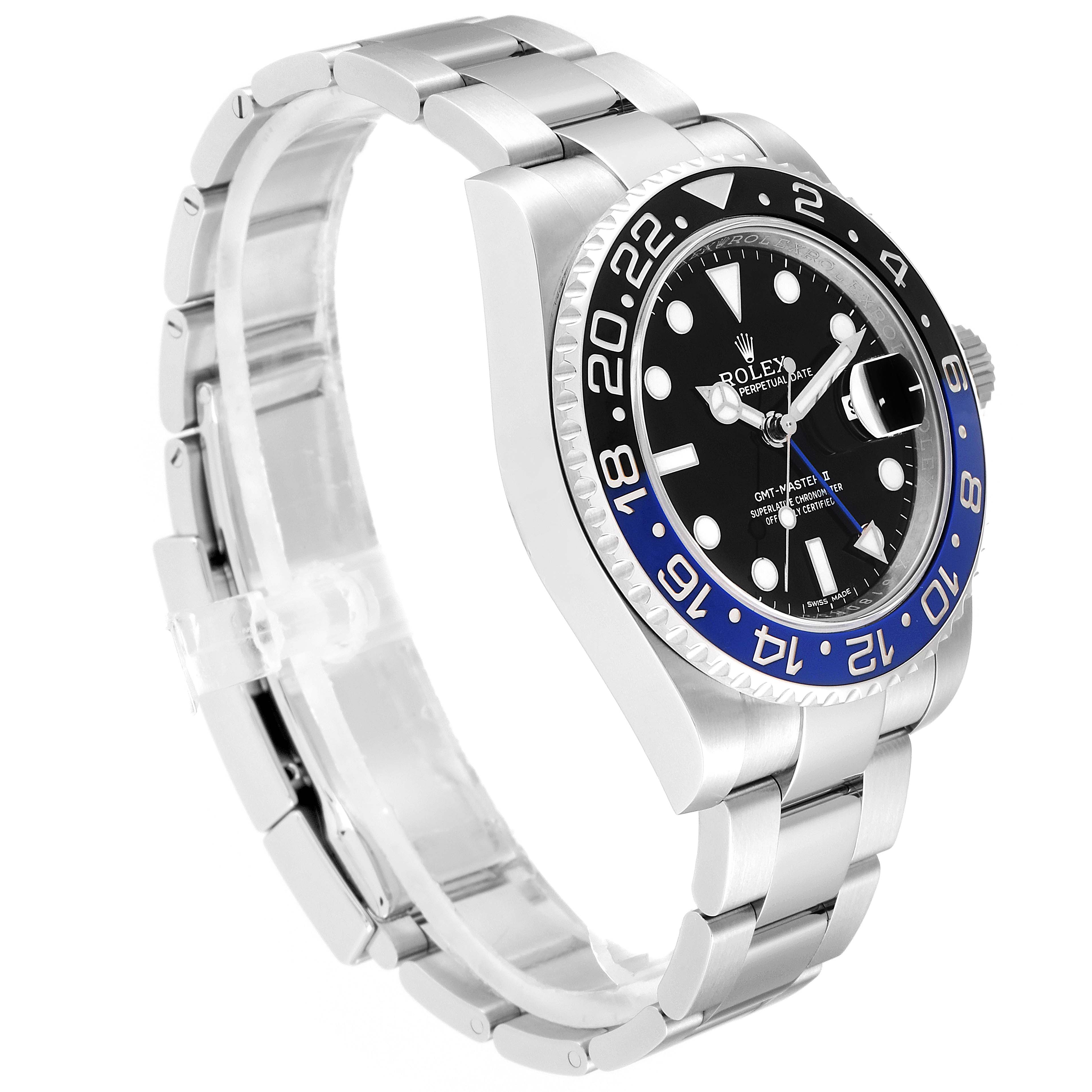 Rolex GMT Master II Batman Blue Black Bezel Steel Watch 116710 Box Card