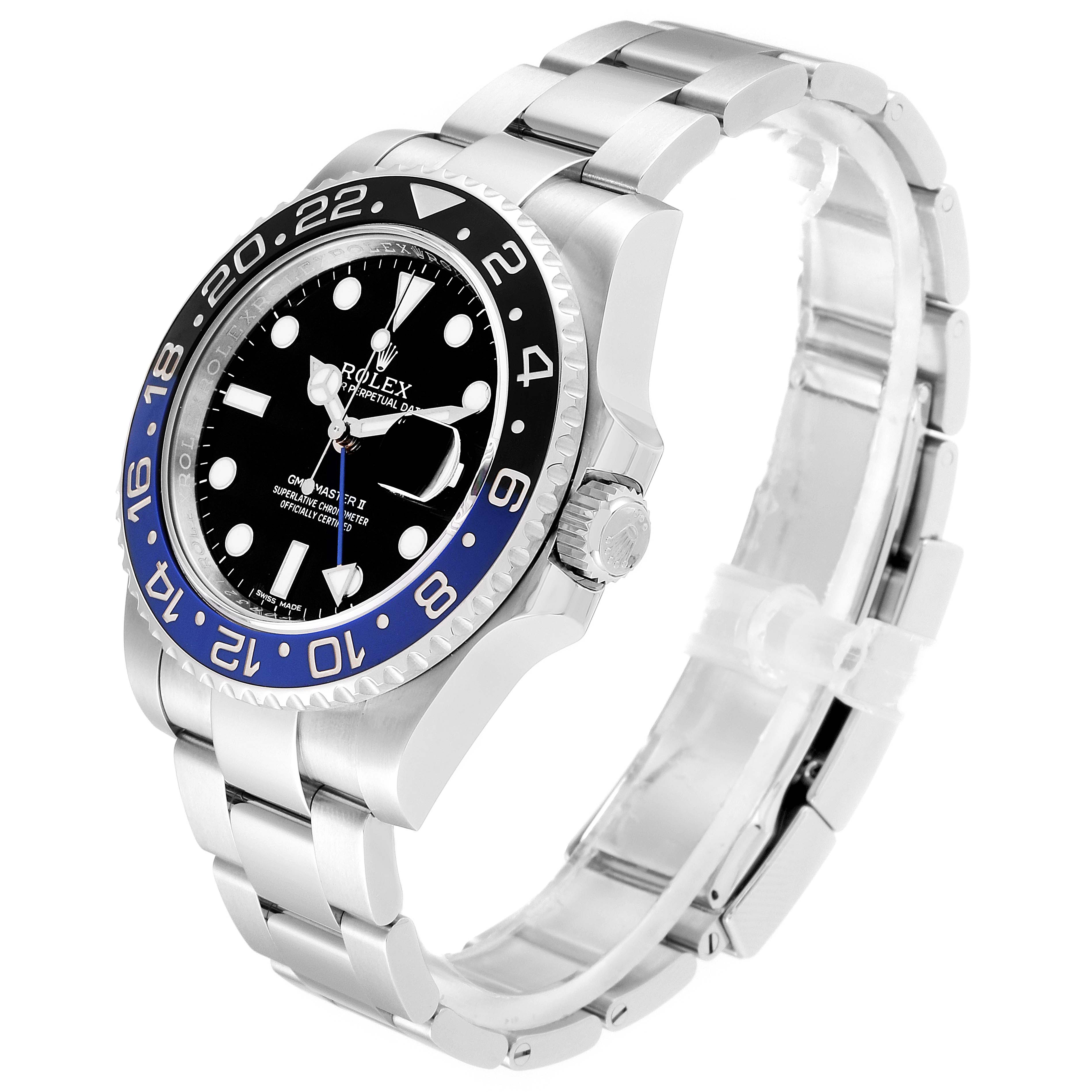 Rolex GMT Master II Batman Blue Black Bezel Steel Watch 116710 Box Card