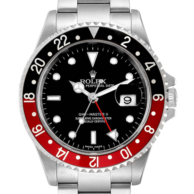 Rolex GMT Master II Error Dial Coke Bezel Steel Mens Watch 16710 SwissWatchExpo
