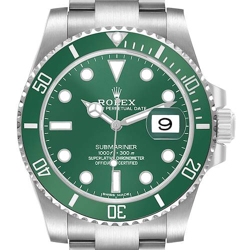 Photo of Rolex Submariner Hulk Green Dial Steel Mens Watch 116610LV Box Card
