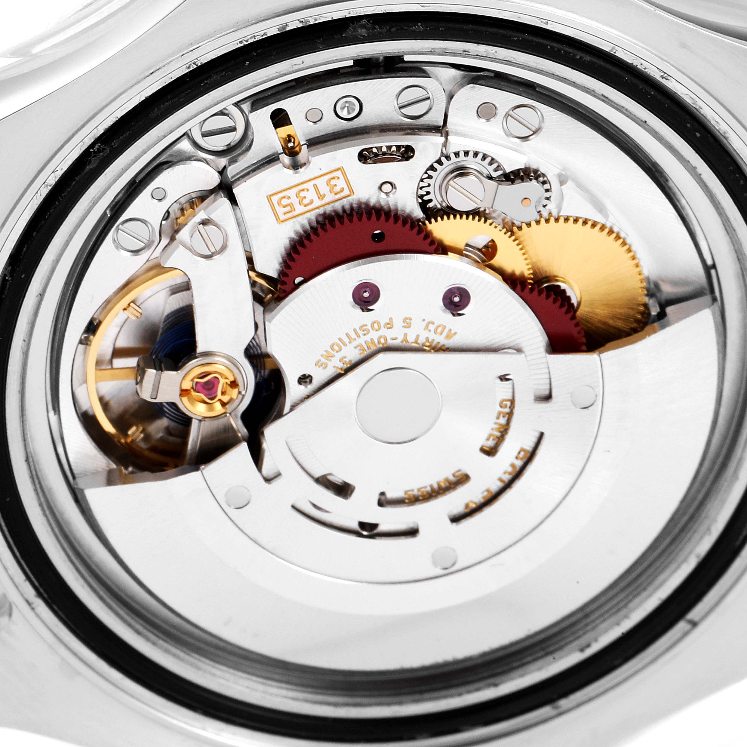 Close-up view of the Rolex Yacht-Master 116622 Men
s Stainless Steel Grey Dial 116622 Men
s Stainless Steel Grey Dial
s internal mechanism, showcasing gears and intricate components from the back.