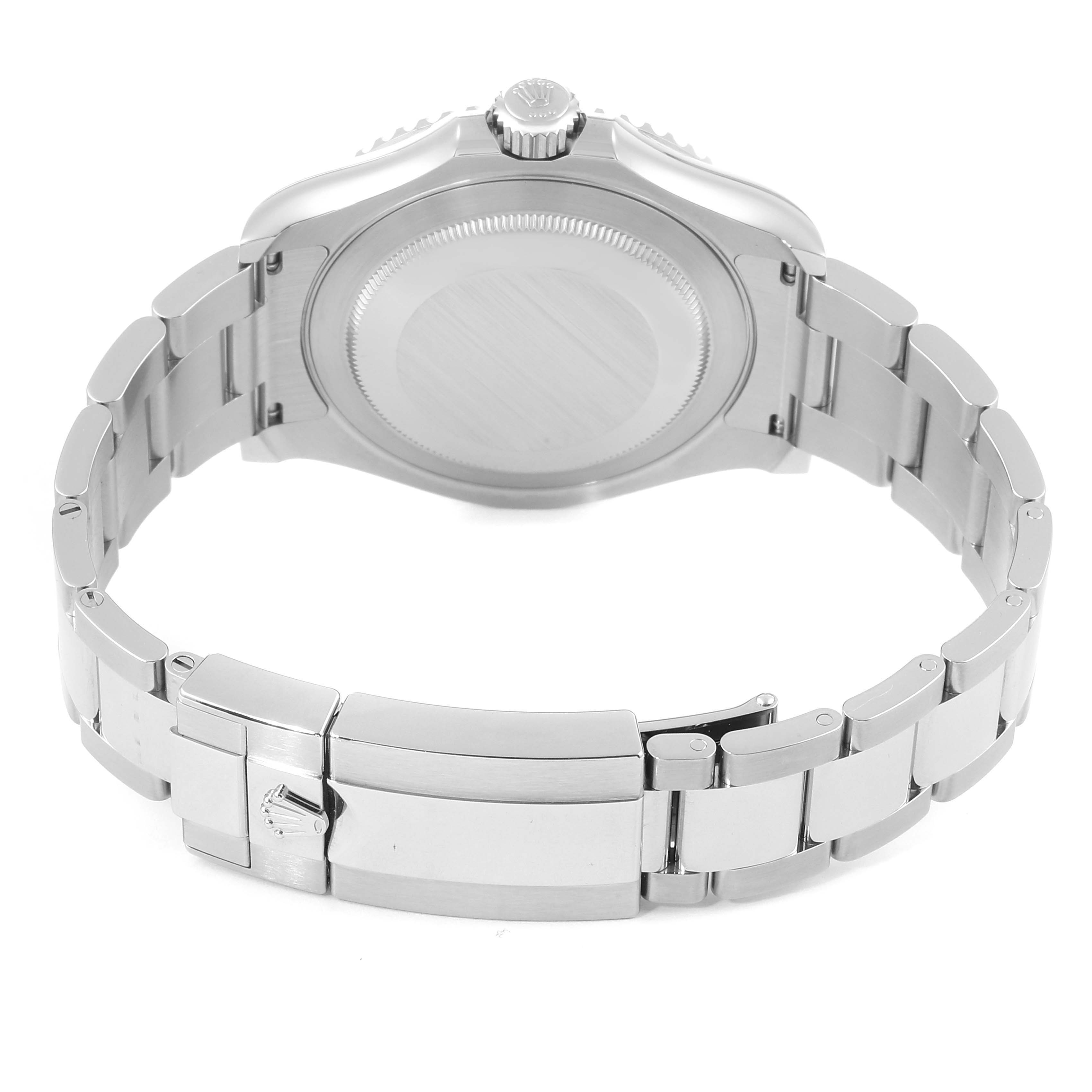 This image shows the back and bracelet clasp of a Rolex Yacht-Master 126622 Men
s Stainless Steel Blue Dial 126622 Men
s Stainless Steel Blue Dial watch from a rear angle.