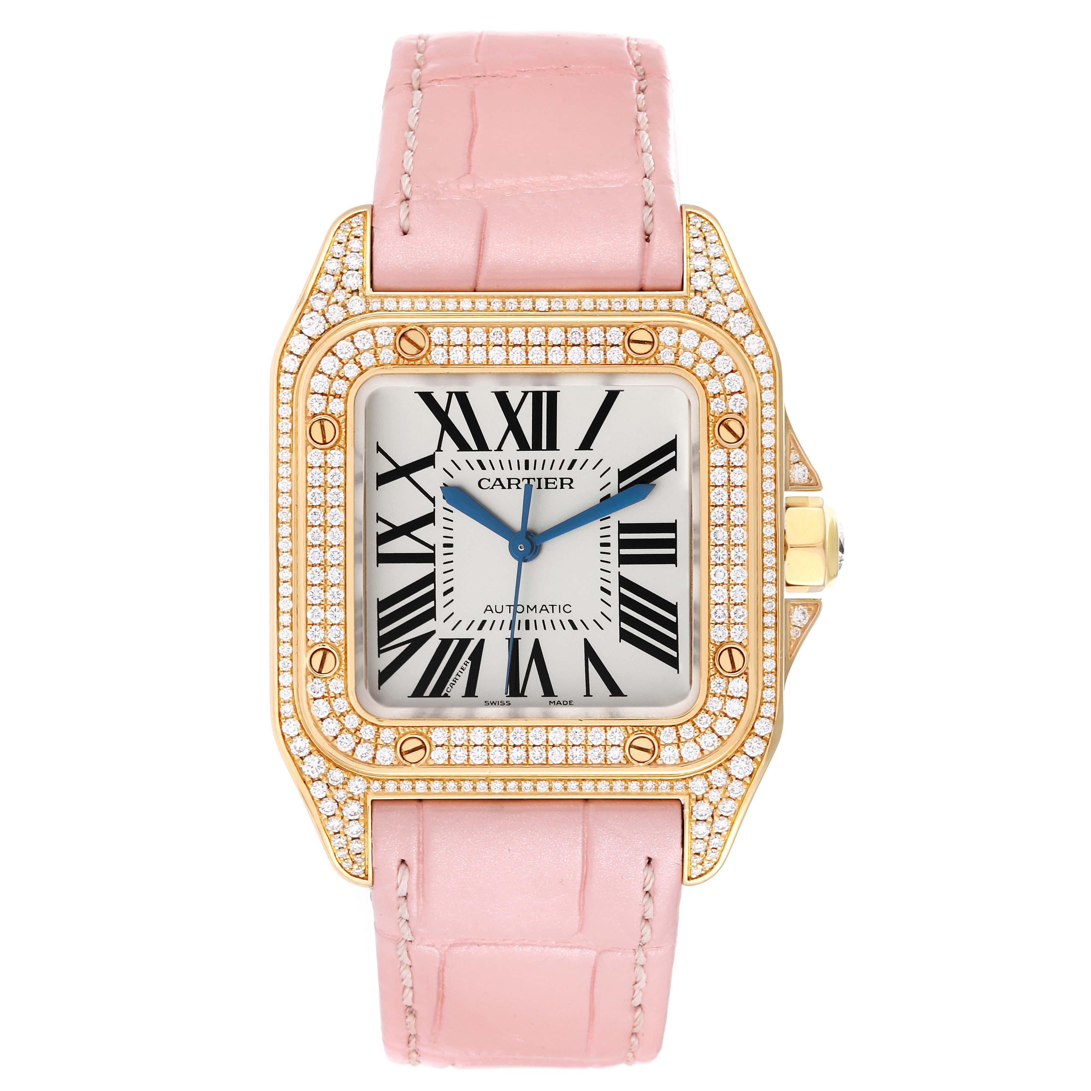 Cartier Santos レディース 時計 Cartier Santos Watch 8191 Quartz Gold & Steel Lady Swiss