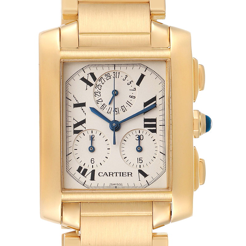 Cartier Tank Francaise Chrongraph Yellow Gold Quartz Watch W50005R2 SwissWatchExpo