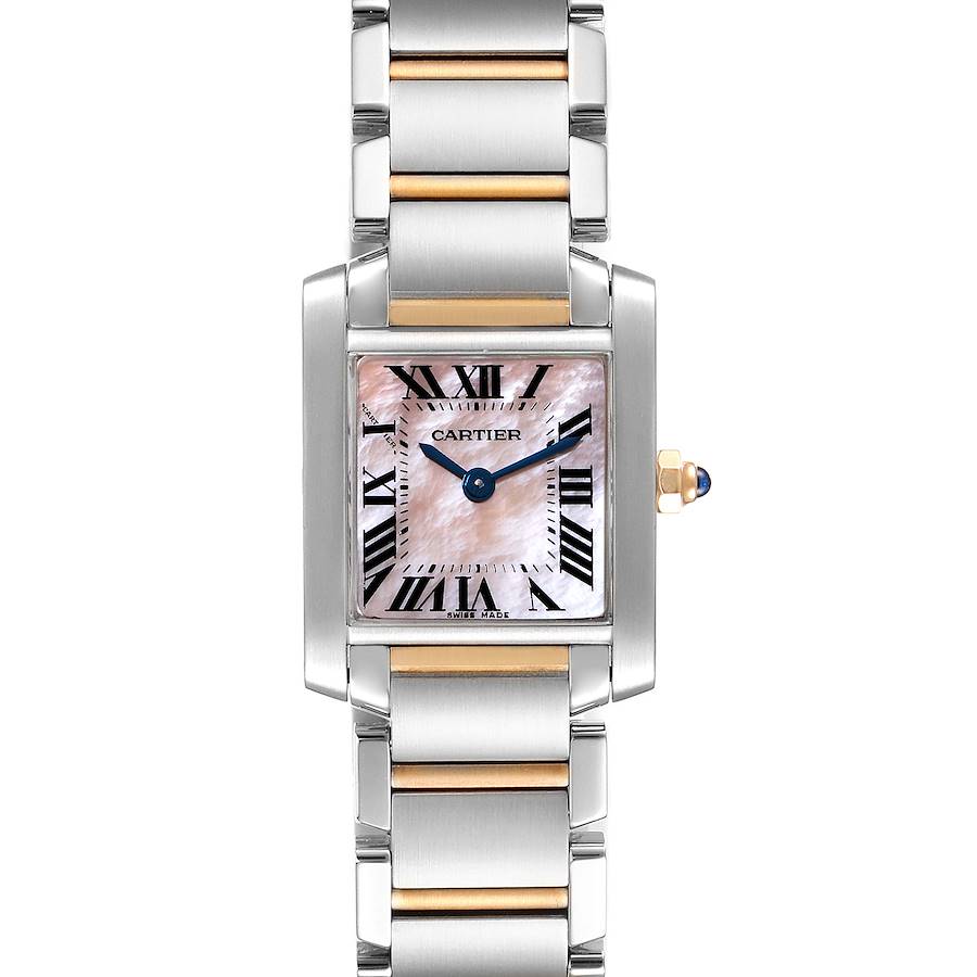 Cartier Tank Francaise Steel Rose Gold Mother of Pearl Watch W51027Q4 SwissWatchExpo