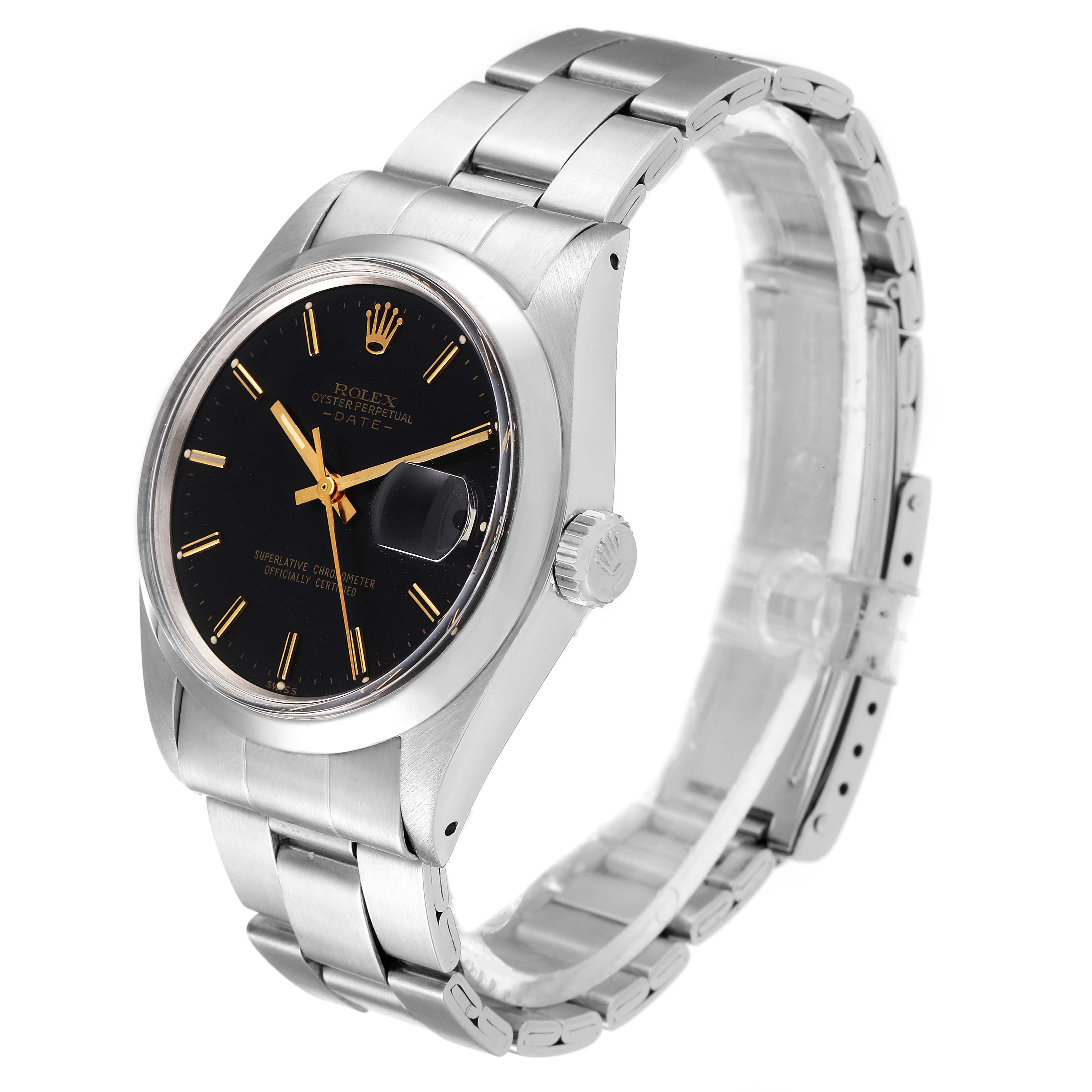 The Rolex Vintage Collection 1500 Men
s Stainless Steel Black Dial 1500 Men
s Stainless Steel Black Dial model is shown at an oblique angle, displaying the dial, bracelet, and crown.