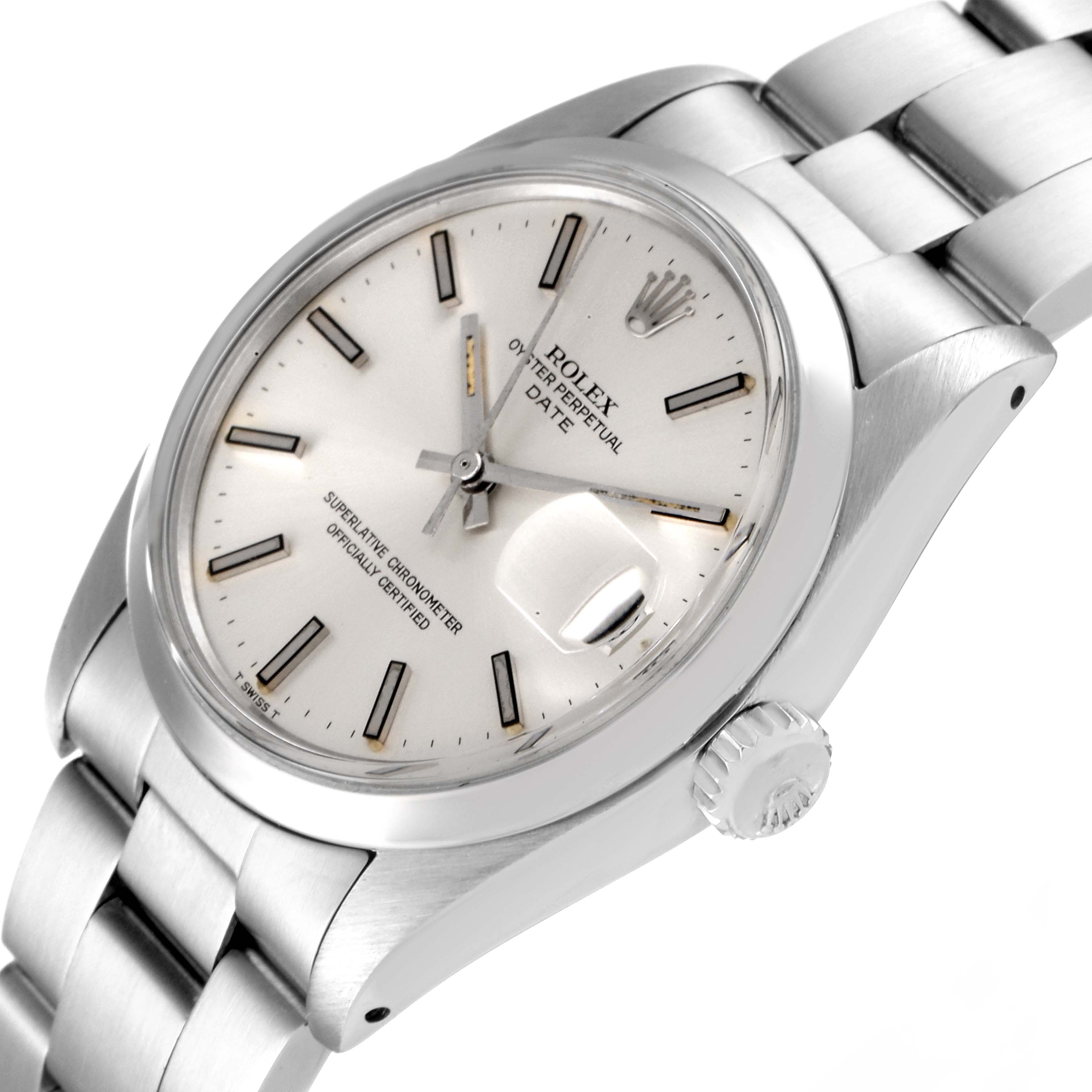 The Rolex Vintage Collection 1500 Men
s Stainless Steel Silver Dial 1500 Men
s Stainless Steel Silver Dial watch is shown at an angle displaying the face, crown, and part of the bracelet.