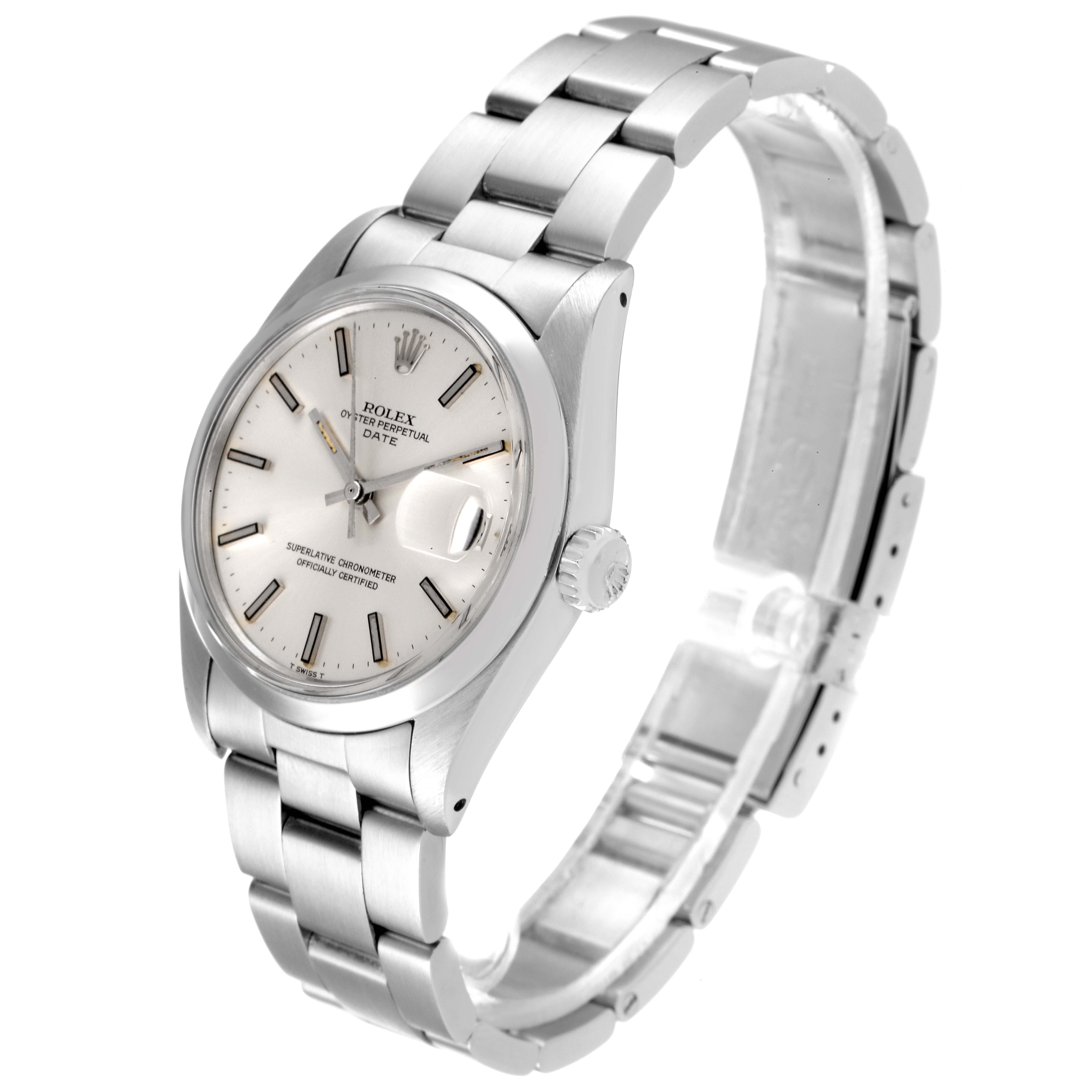 The Rolex Vintage Collection 1500 Men
s Stainless Steel Silver Dial 1500 Men
s Stainless Steel Silver Dial watch is shown at a slight angle, featuring the face, bezel, crown, and metal bracelet.