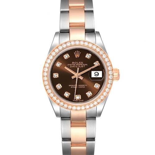 Photo of Rolex Datejust Steel Rose Gold Diamond 28 mm Ladies Watch 279381 Unworn