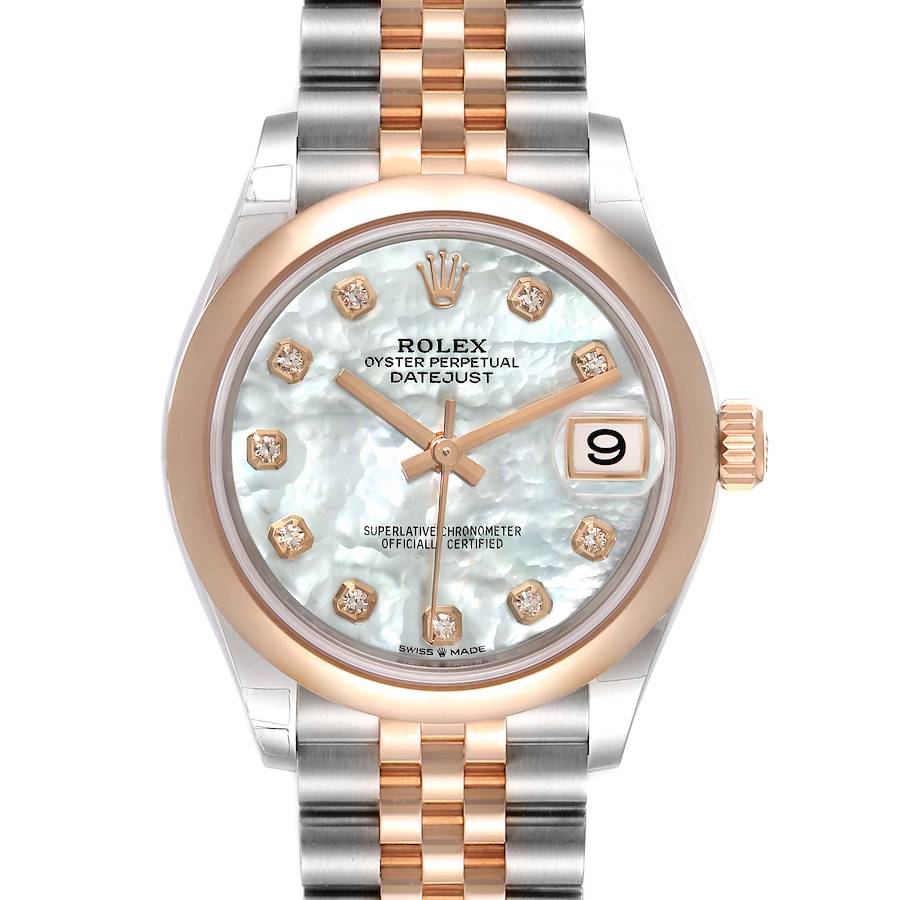 Rolex Datejust 31 Midsize Steel Rose Gold MOP Diamond Watch 278241 Unworn SwissWatchExpo