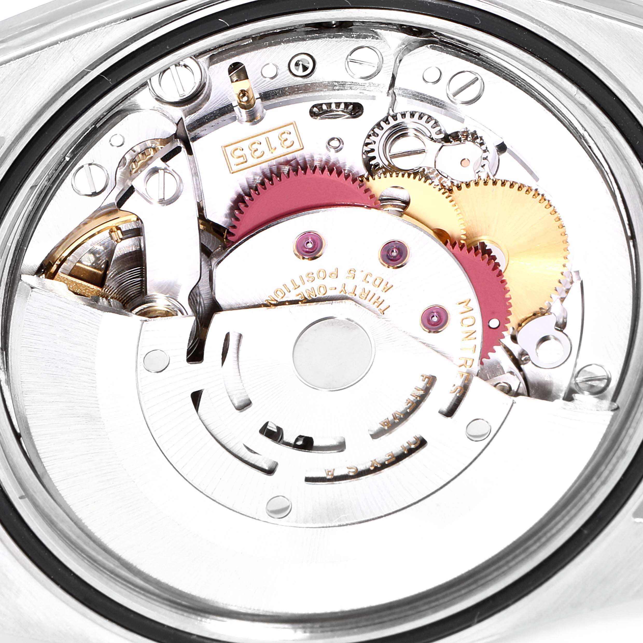 This image shows the internal mechanical parts of a Rolex Datejust 16200 Men
s Stainless Steel Grey Dial 16200 Men
s Stainless Steel Grey Dial watch from a back angle.