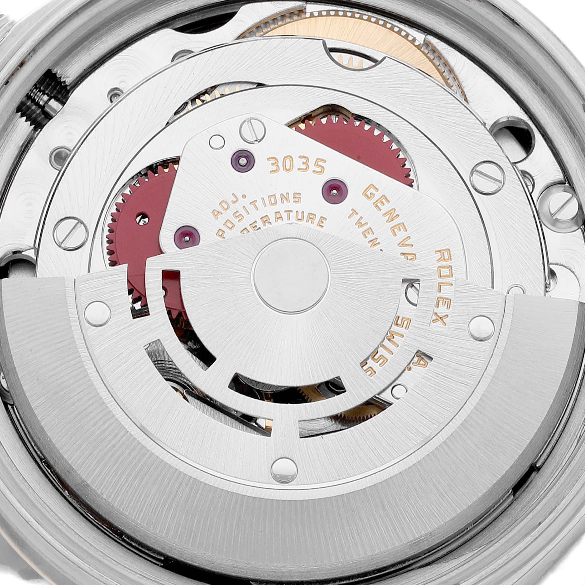 This image shows a close-up view of the internal movement mechanism of a Rolex Vintage Collection 16013 Men's Steel and Gold (two tone) Black Dial 16013 Men's Steel and Gold (two tone) Black Dial model.