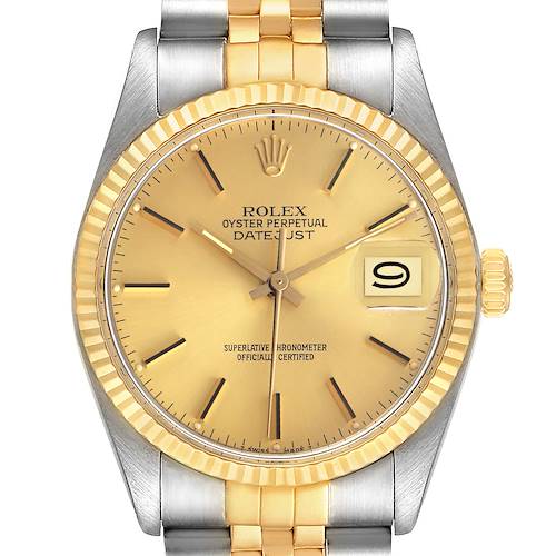Photo of Rolex Datejust 36 Steel Yellow Gold Champagne Dial Vintage Mens Watch 16013