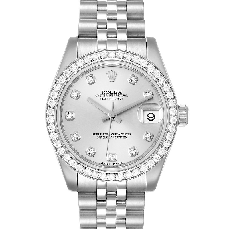 Rolex Datejust Midsize 31mm Steel White Gold Diamond Ladies Watch 178384 SwissWatchExpo
