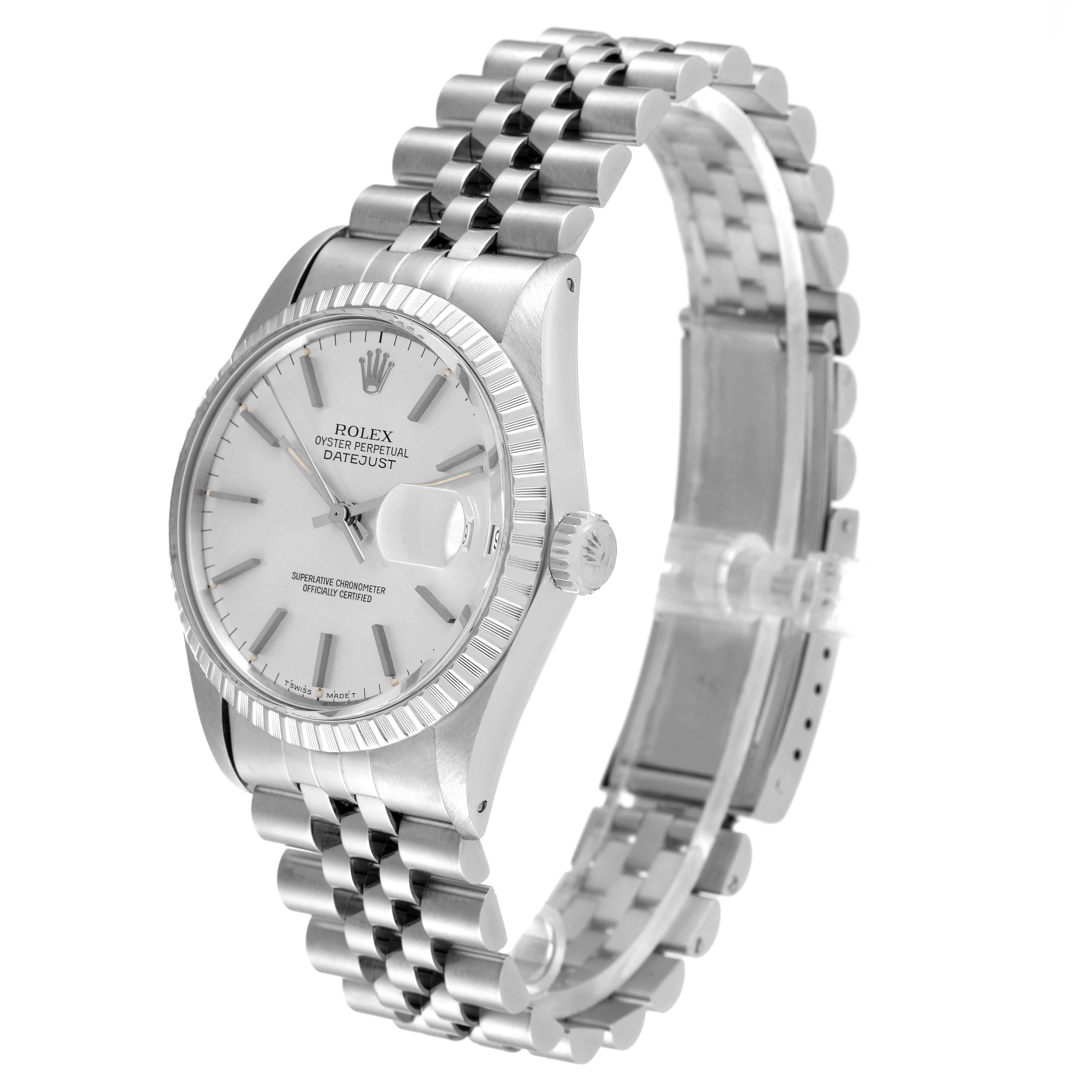 The Rolex Vintage Collection 16030 Men
s Stainless Steel Silver Dial 16030 Men
s Stainless Steel Silver Dial model watch is shown at a slight angle, displaying the face, bezel, crown, and metal bracelet.