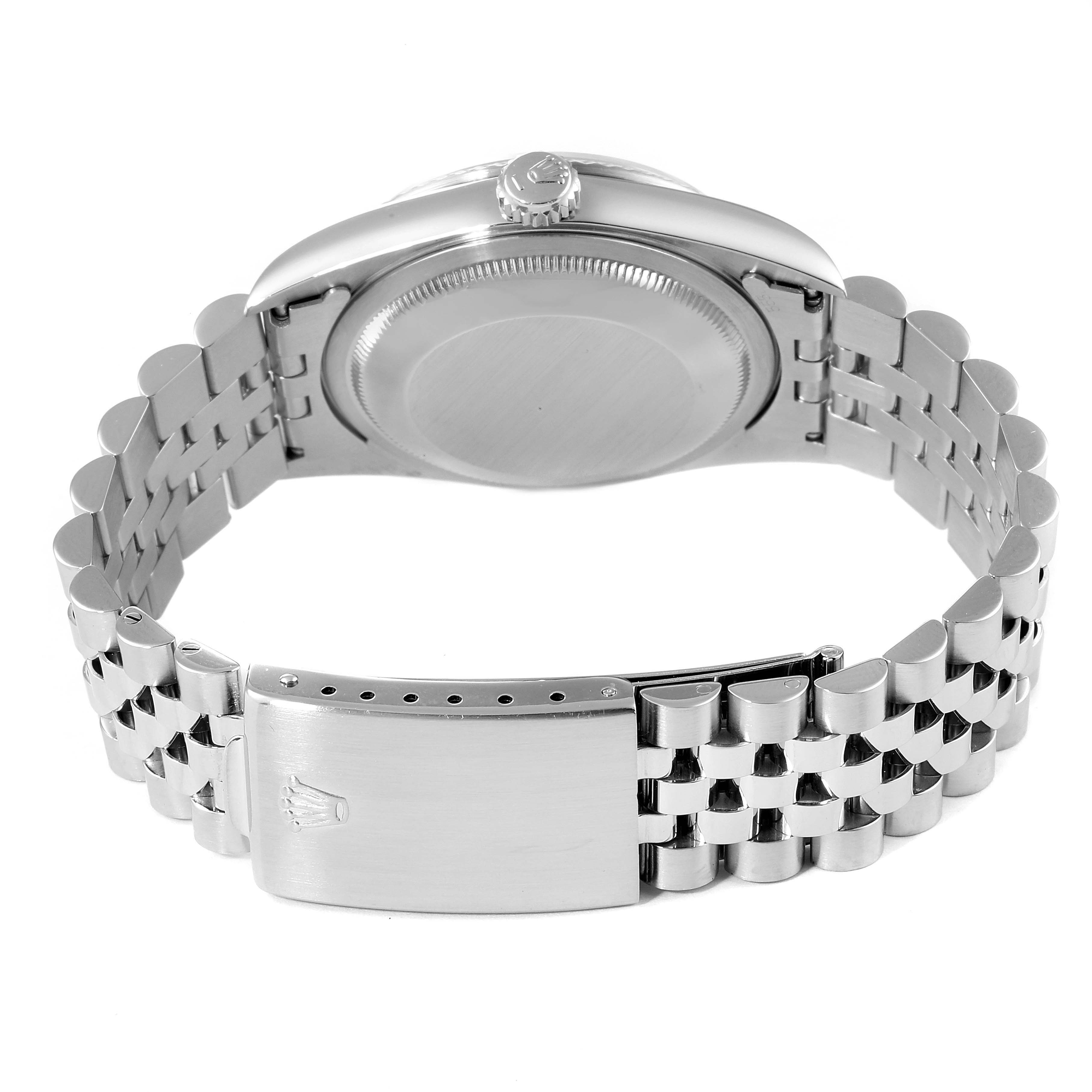 The image shows the back view and bracelet of a Rolex Datejust 16234 Men's Stainless Steel White Dial 16234 Men's Stainless Steel White Dial watch with a closed clasp.