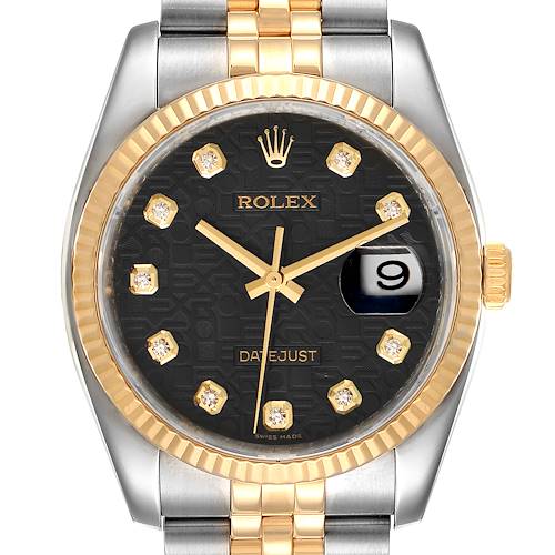 Photo of Rolex Datejust Steel Yellow Gold Diamond Dial Mens Watch 116233 Box Card