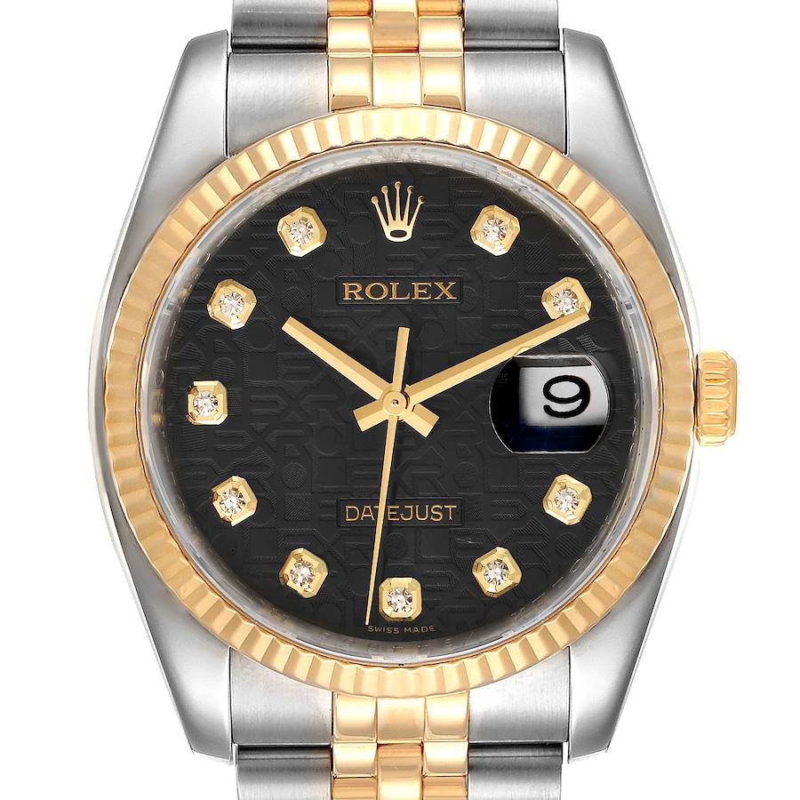 Rolex Datejust Steel Yellow Gold Diamond Dial Mens Watch 116233 Box Card SwissWatchExpo