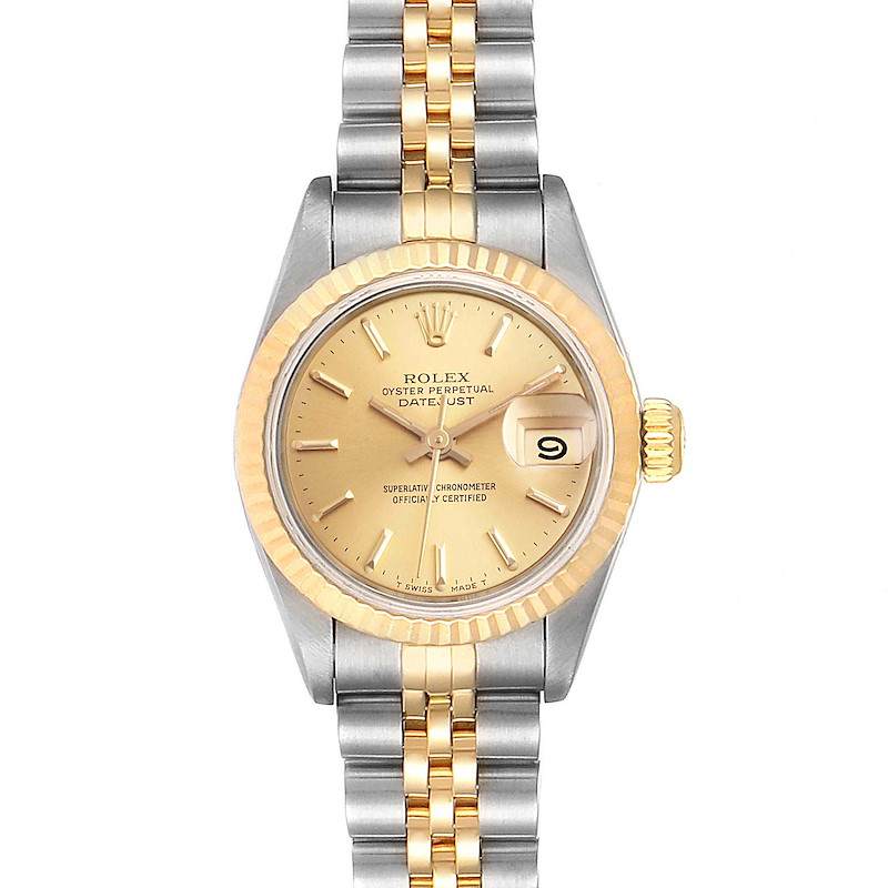 Rolex Datejust Steel Yellow Gold Fluted Bezel Ladies Watch 69173 SwissWatchExpo