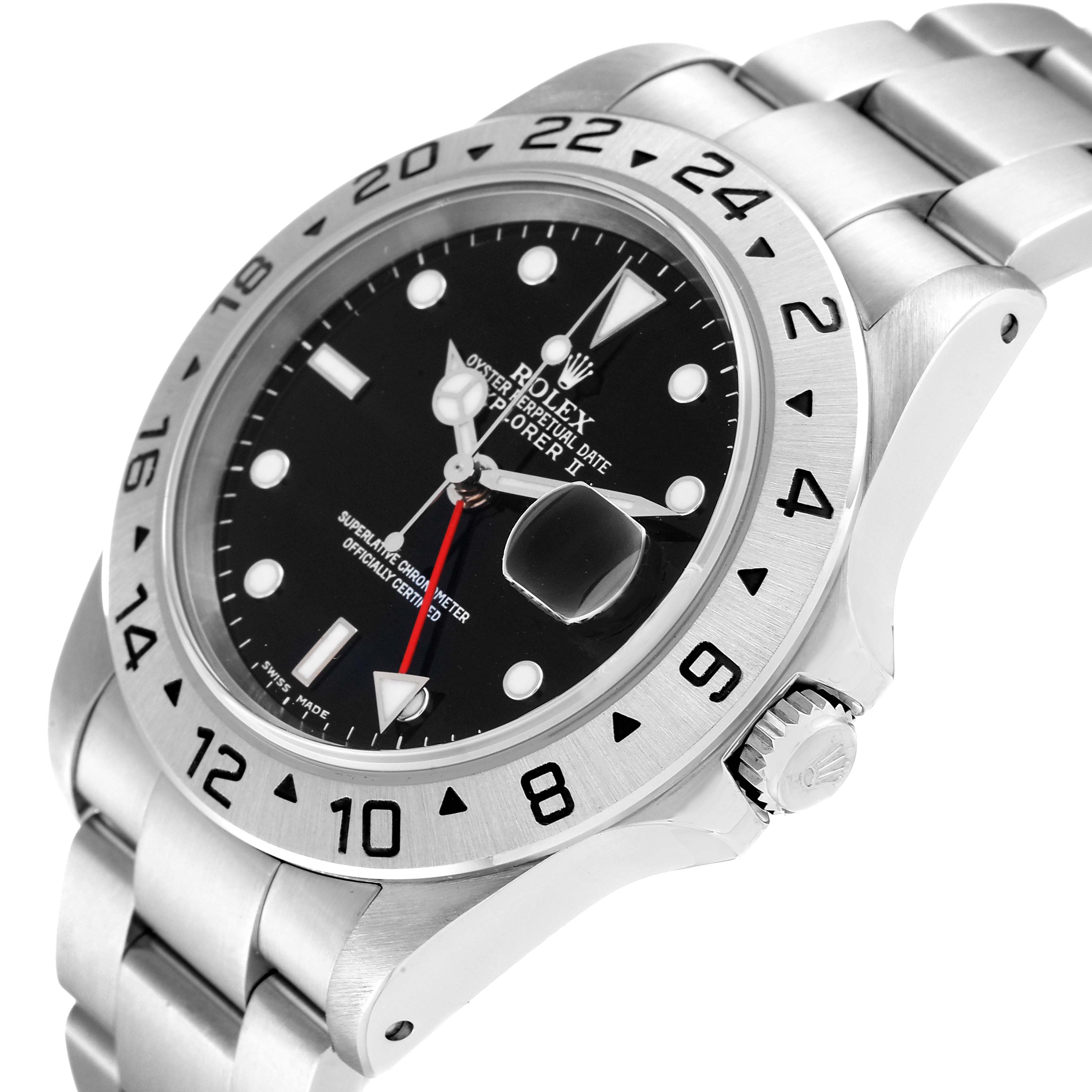 The image shows a side angle of a Rolex Explorer 16570 Men's Stainless Steel Black Dial 16570 Men's Stainless Steel Black Dial watch, highlighting the bezel, crown, and part of the bracelet.