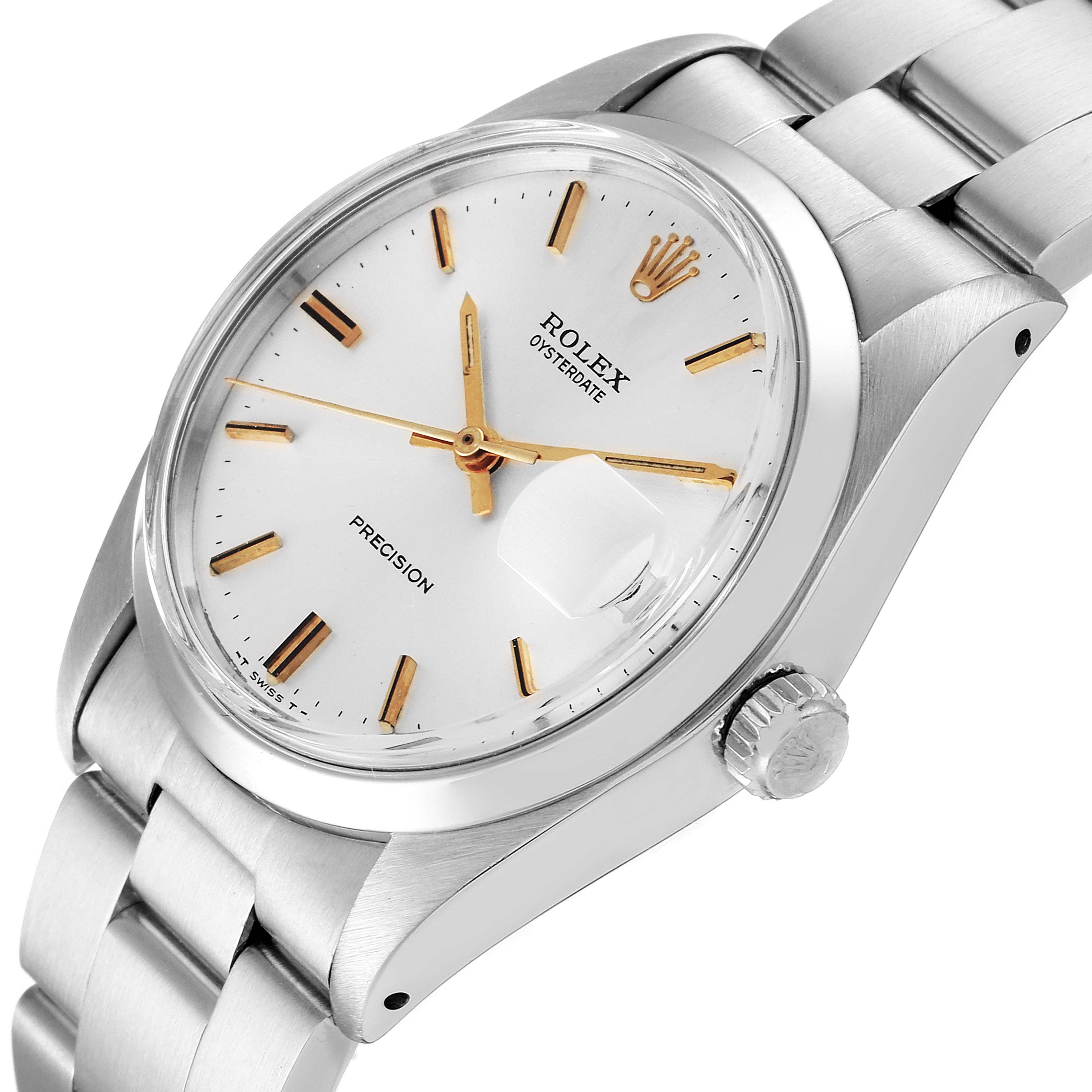 The Rolex Vintage Collection 6694 Men's Stainless Steel Silver Dial 6694 Men's Stainless Steel Silver Dial model watch is shown at a slight side angle, displaying the face, dial, crown, and part of the bracelet.