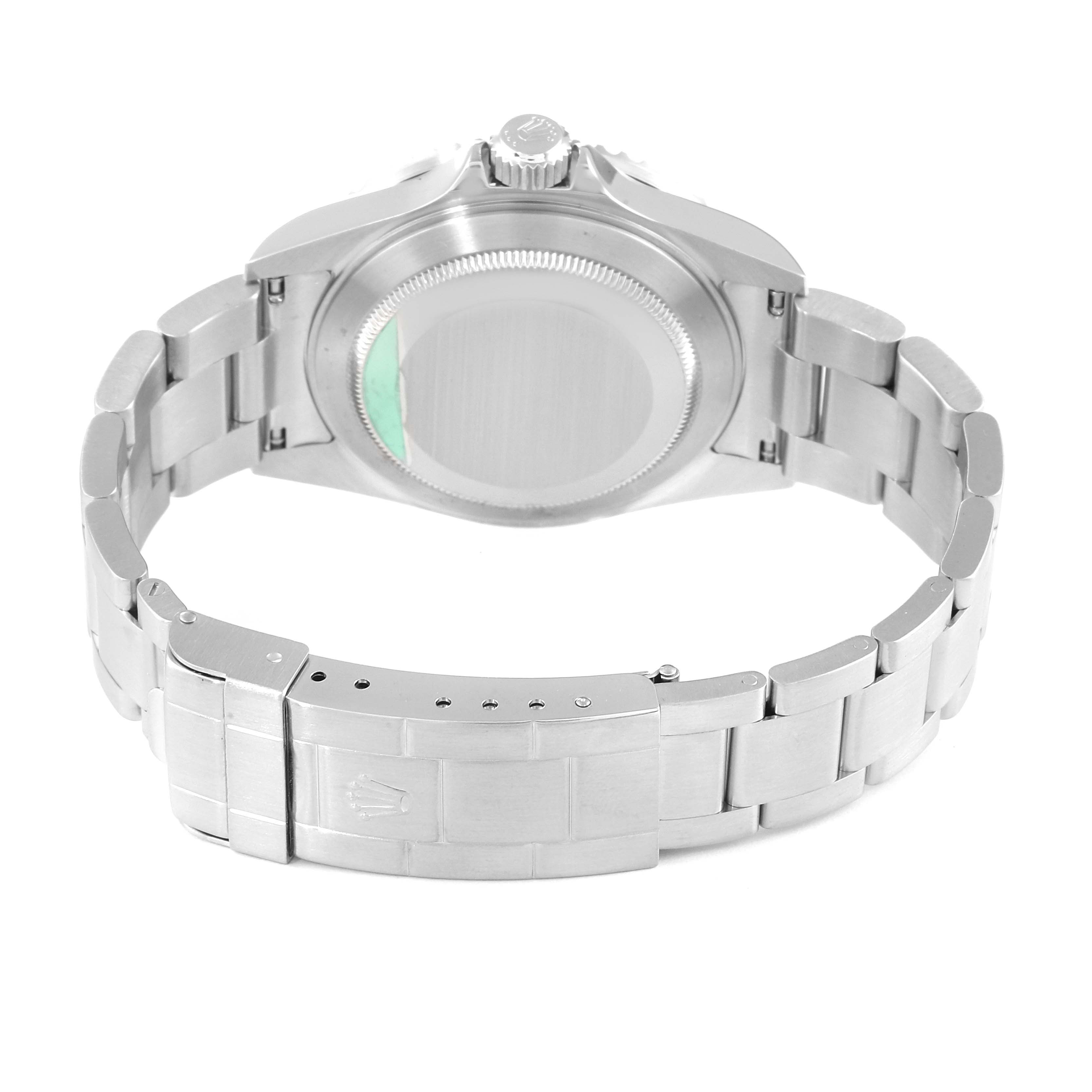 The image shows the back and bracelet clasp of a Rolex Submariner 16610 Men
s Stainless Steel Black Dial 16610 Men
s Stainless Steel Black Dial watch from a rear angle.