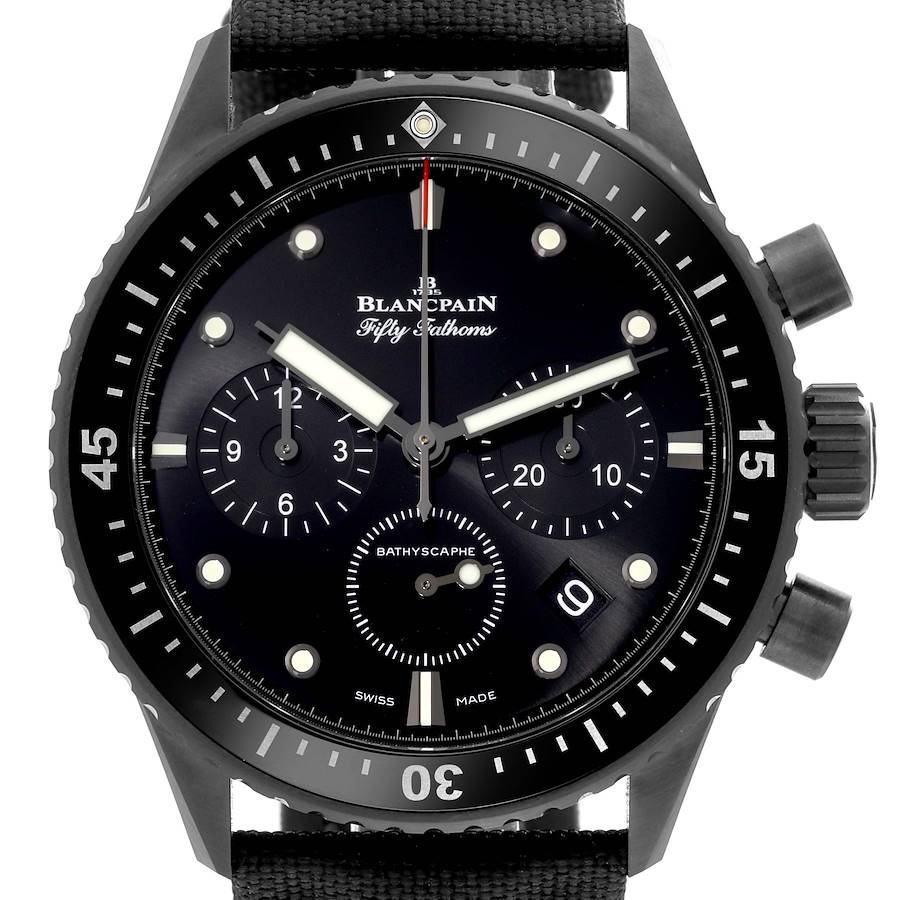 Blancpain Fifty Fathoms Bathyscaphe Black Dial Ceramic Mens Watch 5200 SwissWatchExpo