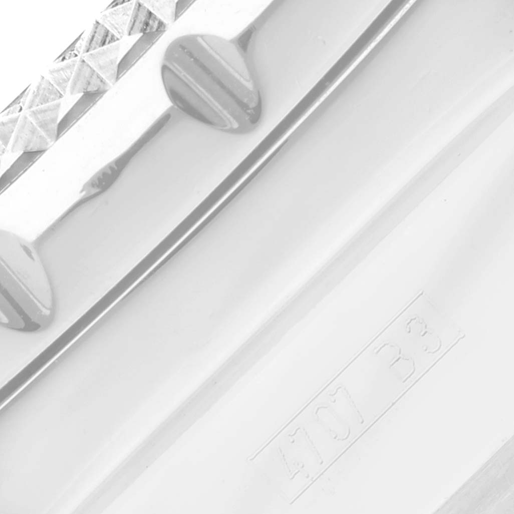 The image shows a close-up of the bezel and part of the case for the Breitling Bentley A44362 Men's Stainless Steel Silver Dial A44362 Men's Stainless Steel Silver Dial watch model.