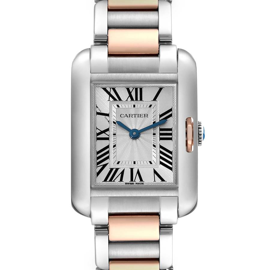 Cartier Tank Anglaise Small Steel Rose Gold Ladies Watch W5310036 SwissWatchExpo