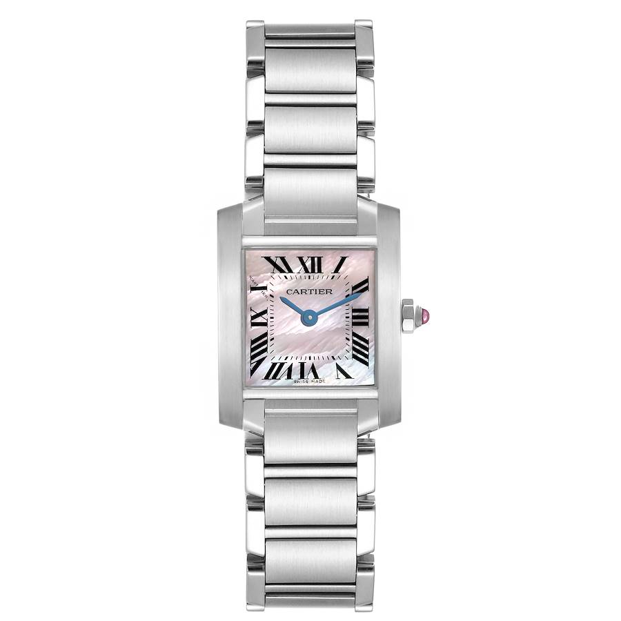 Cartier Tank Francaise MOP Dial Steel Ladies Watch W51028Q3 Box Papers SwissWatchExpo