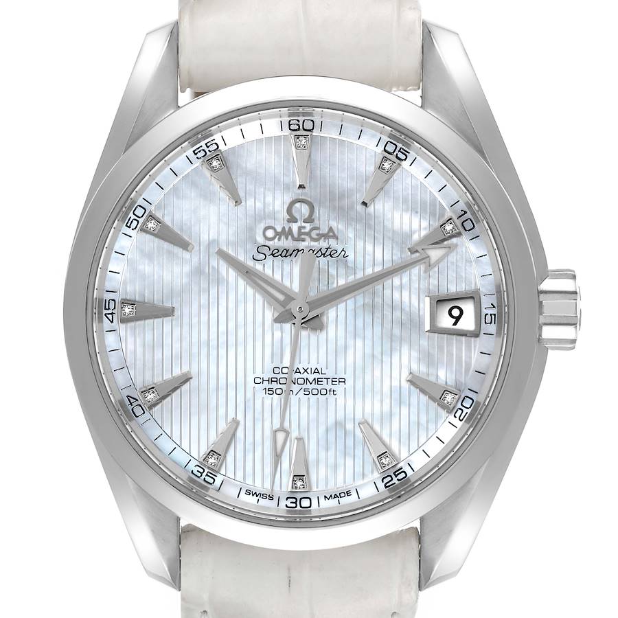 Omega Seamaster Aqua Terra Mother Of Pearl Diamond Steel Watch 231.13.39.21.55.001 Box Card SwissWatchExpo