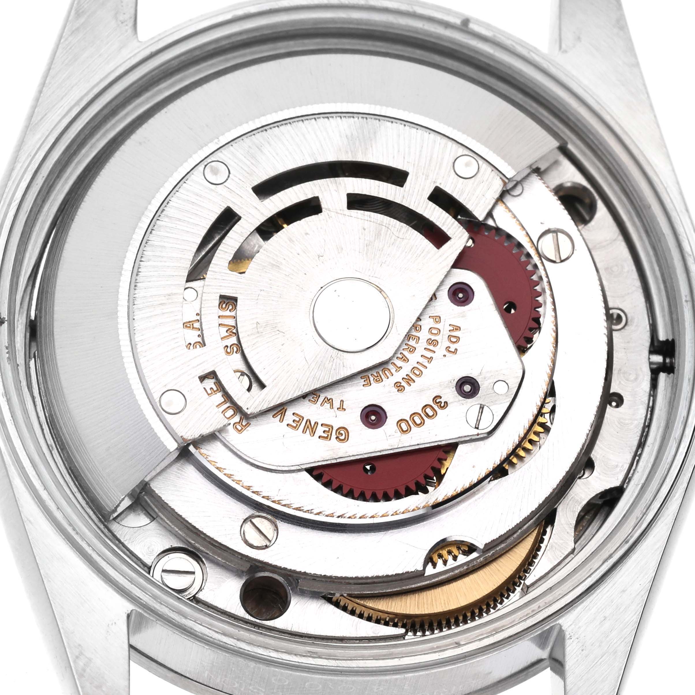 The image shows the internal mechanical movement of the Rolex Air-King 14000 Men's Stainless Steel Silver Dial 14000 Men's Stainless Steel Silver Dial watch from a back view.