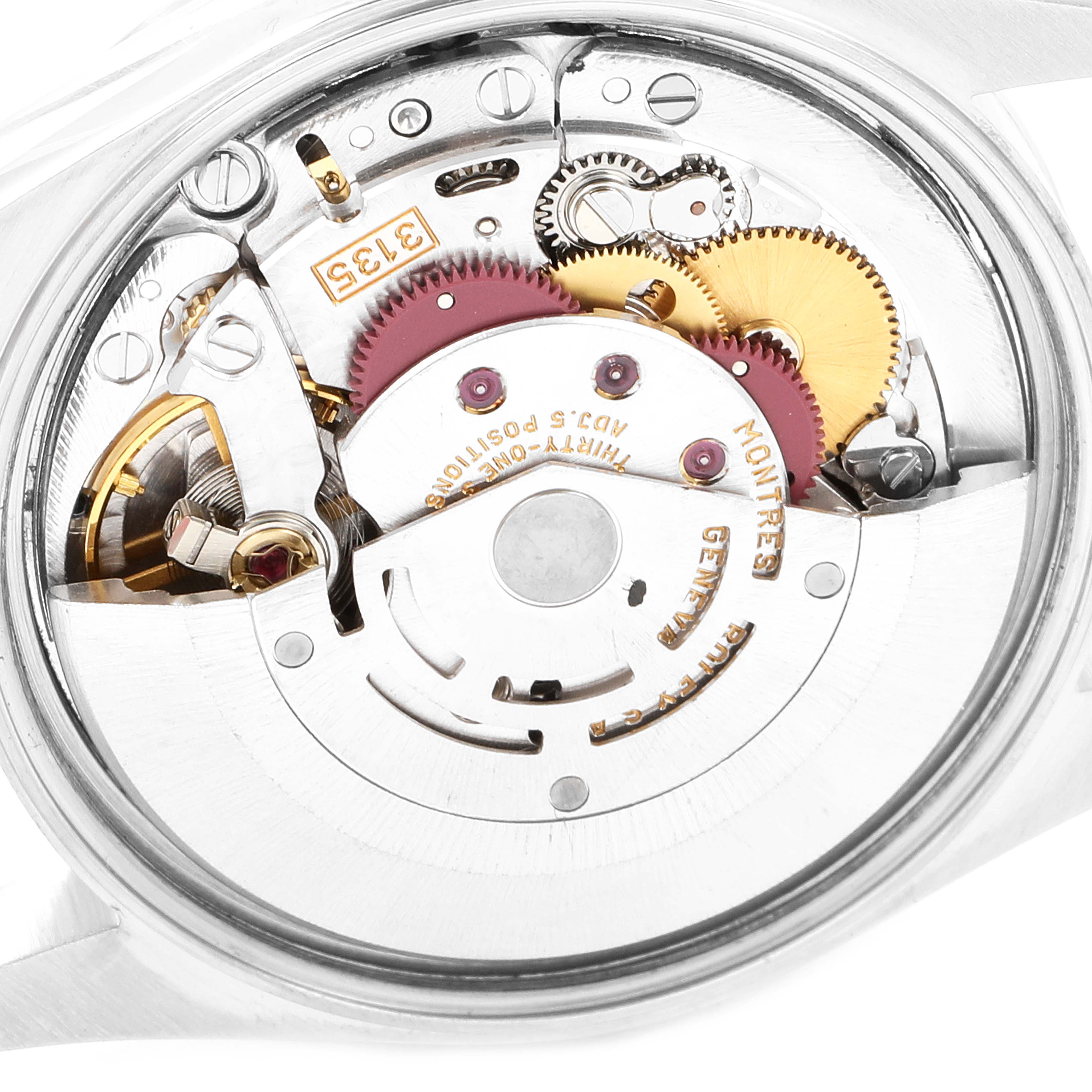 This is an inside view of the Rolex Date 15200 Men's Stainless Steel Black Dial 15200 Men's Stainless Steel Black Dial model's movement mechanism, showcasing gears and components.